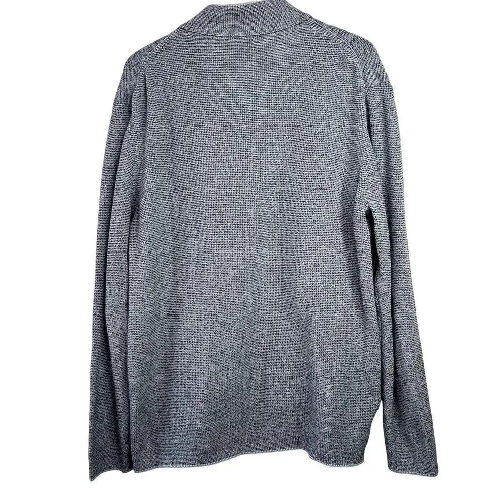 Jack Victor 100% Cotton Gray Knit Quarter Zip Pullover Sweater Long Sleeve XL